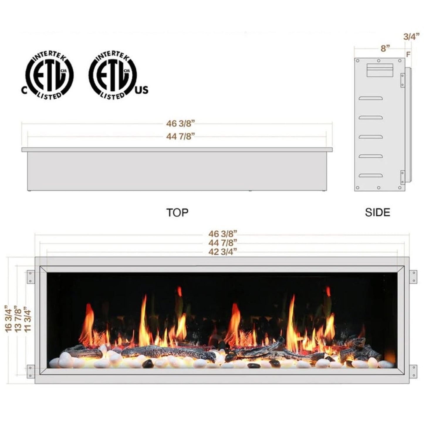Litedeer Latitude 45" Smart Linear WiFi Enabled Built-In Electric Fireplace