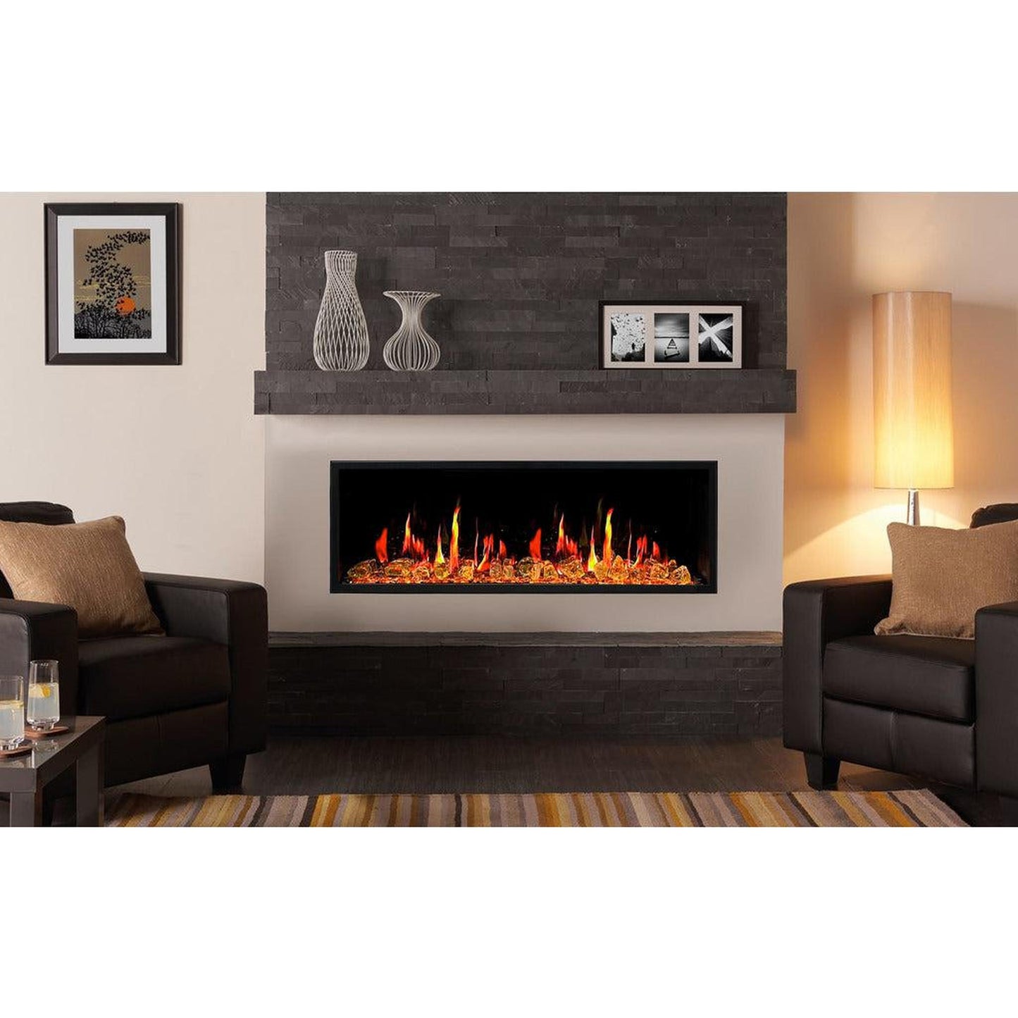 Litedeer Latitude 45" Ultra Slim WiFi Enabled Built-In Electric Fireplace With Reflective Fire Glass