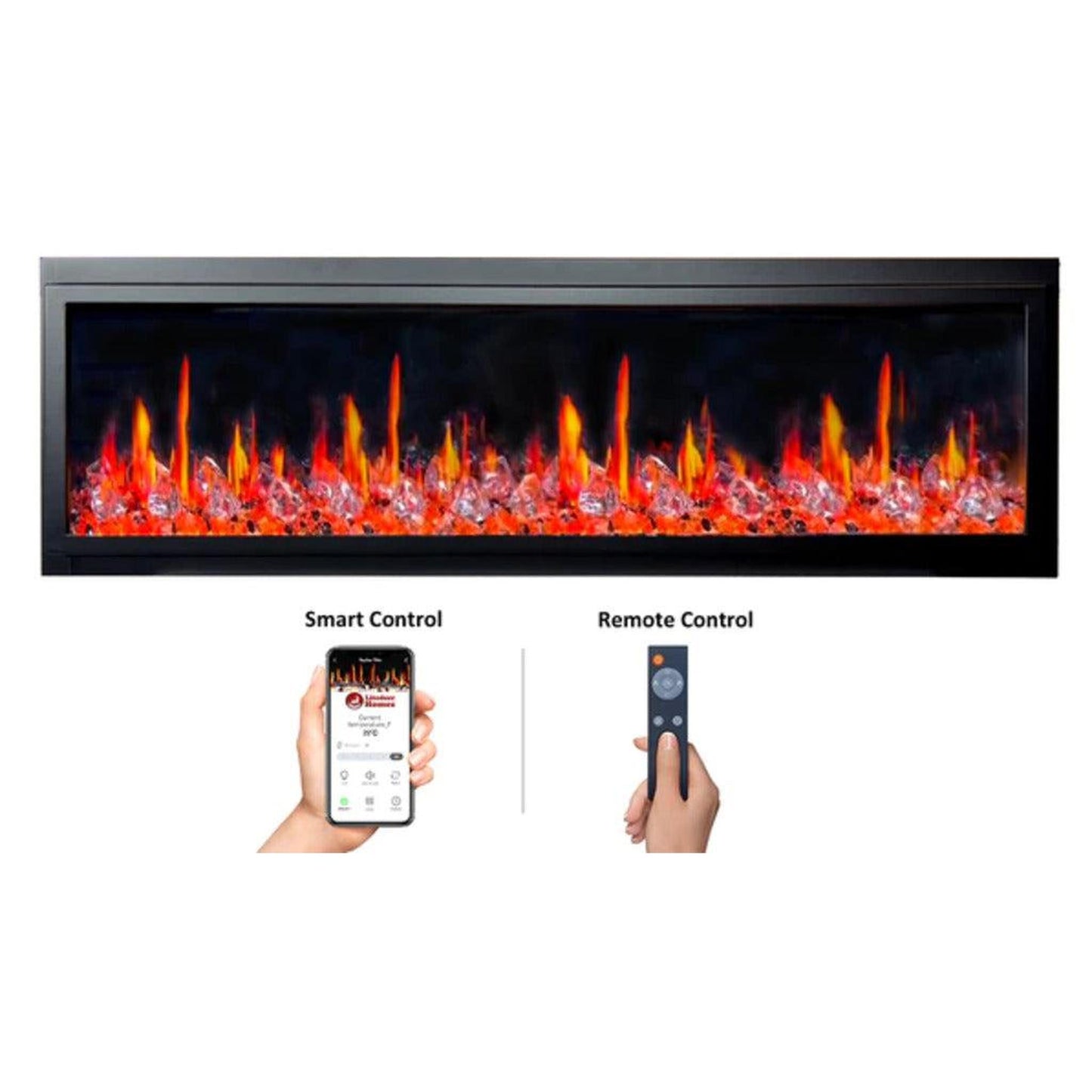 Litedeer Latitude 45" Ultra Slim WiFi Enabled Built-In Electric Fireplace with Acrylic Crushed Ice Rocks
