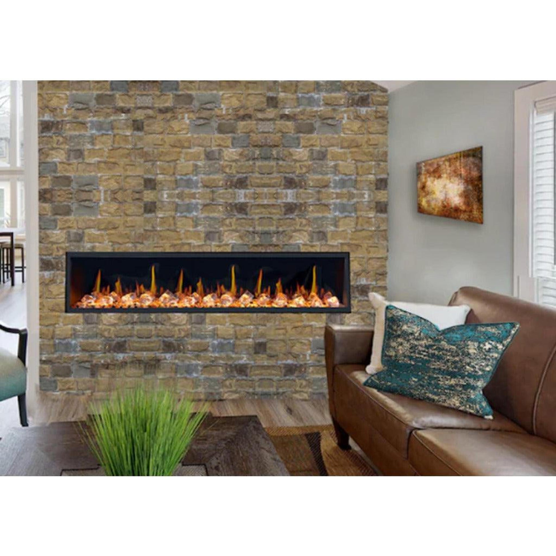 Litedeer Latitude 45" Ultra Slim WiFi Enabled Built-In Electric Fireplace with Acrylic Crushed Ice Rocks