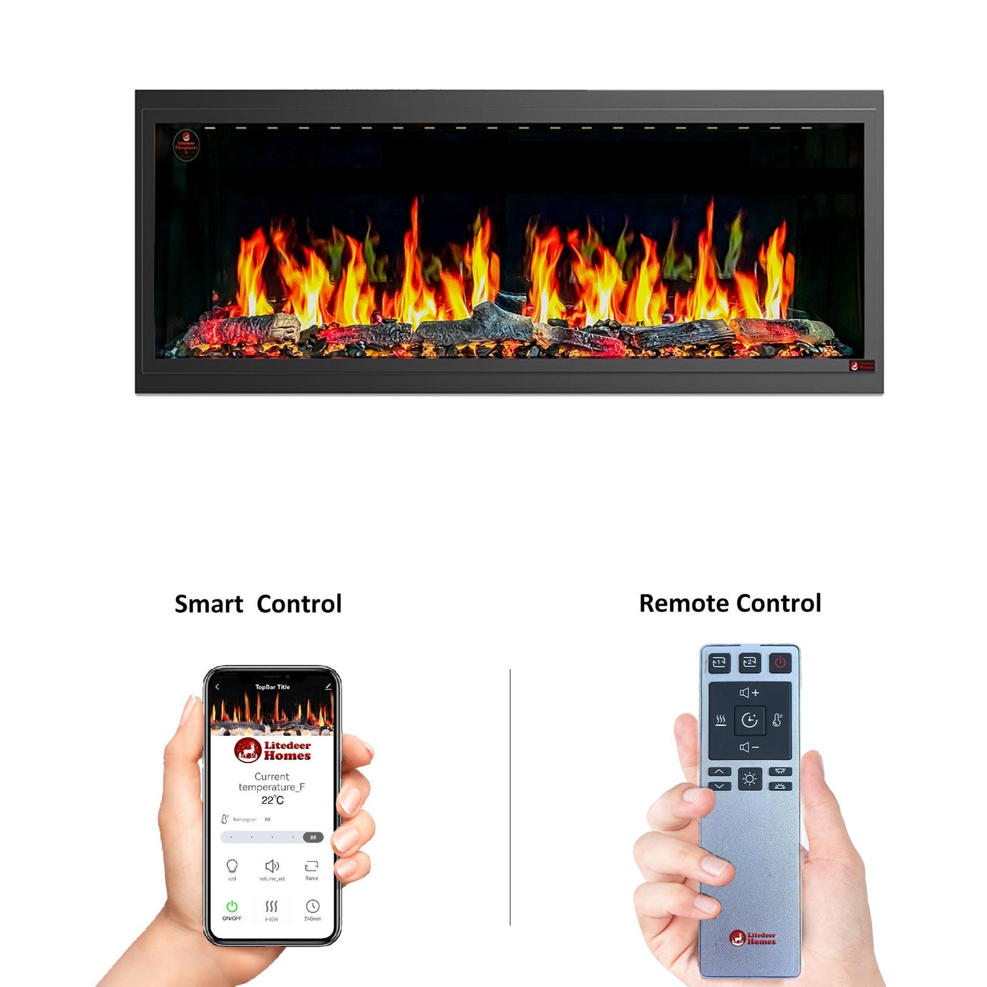 Litedeer Latitude 55" Smart Linear WiFi Enabled Built-In Electric Fireplace