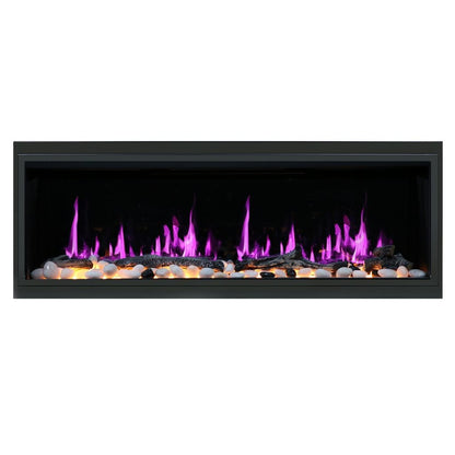 Litedeer Latitude 55" Smart Linear WiFi Enabled Vent-Free Built-In Electric Fireplace With Driftwood Log & River Rock