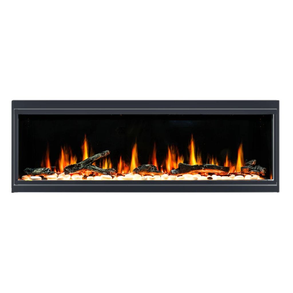 Litedeer Latitude 55" Smart Linear WiFi Enabled Vent-Free Built-In Electric Fireplace With Driftwood Log & River Rock