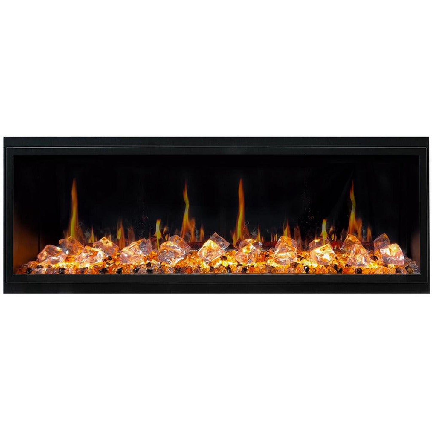 Litedeer Latitude 55" Ultra Slim WiFi Enabled Built-In Electric Fireplace with Acrylic Crushed Ice Rocks