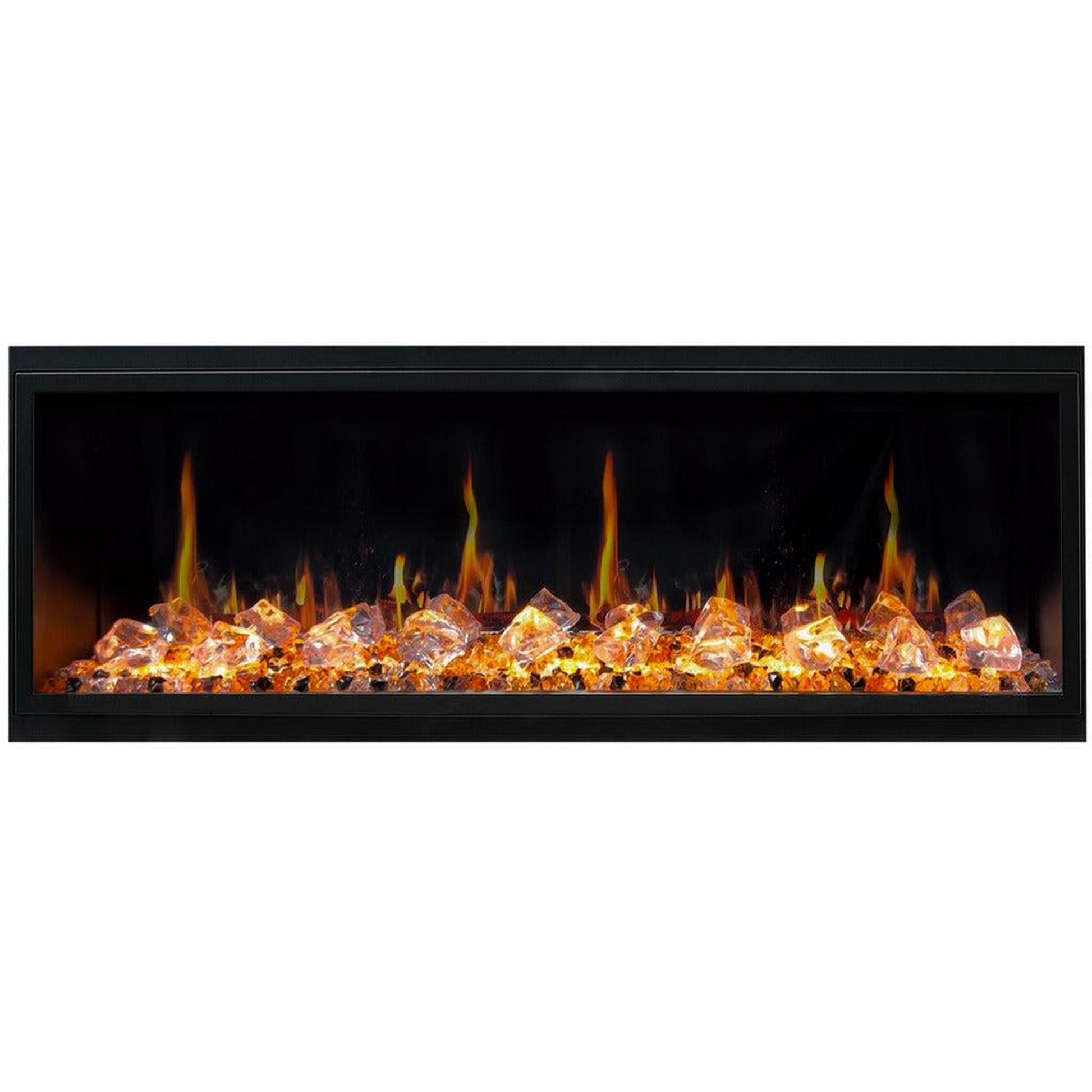 Litedeer Latitude 55" Ultra Slim WiFi Enabled Built-In Electric Fireplace with Acrylic Crushed Ice Rocks