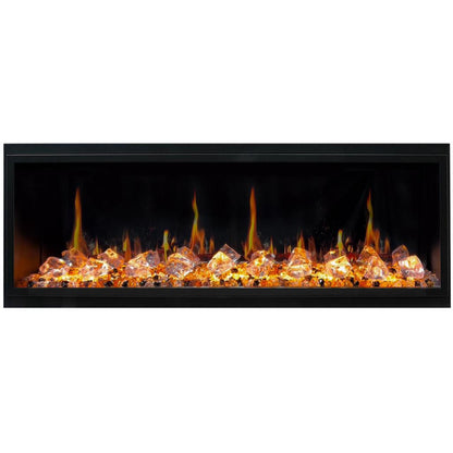 Litedeer Latitude 55" Ultra Slim WiFi Enabled Built-In Electric Fireplace with Acrylic Crushed Ice Rocks