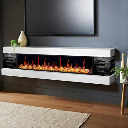 Litedeer Latitude 55" Ultra Slim WiFi Enabled Built-In Electric Fireplace with Acrylic Crushed Ice Rocks