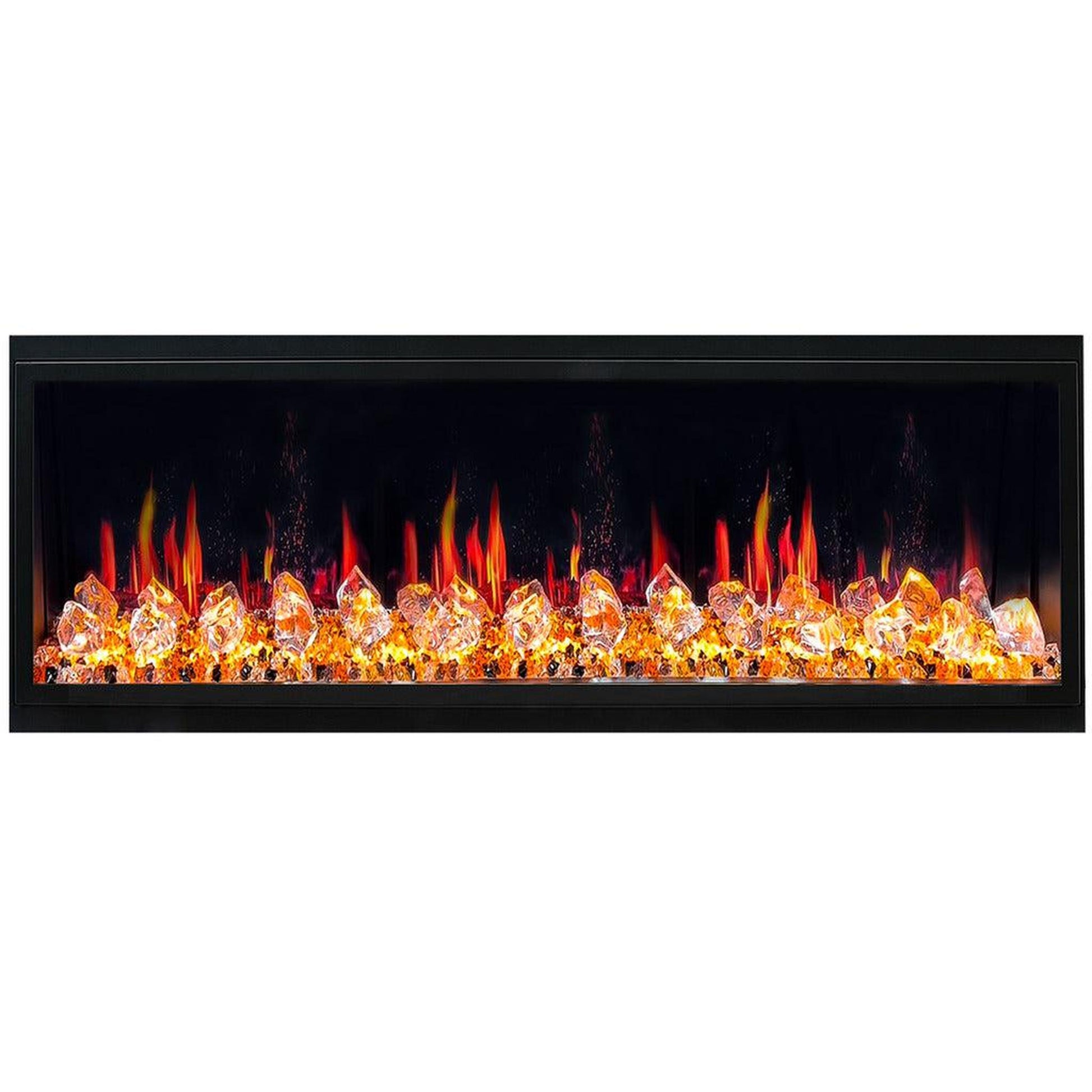 Litedeer Latitude 55" Ultra Slim WiFi Enabled Built-In Electric Fireplace with Acrylic Crushed Ice Rocks