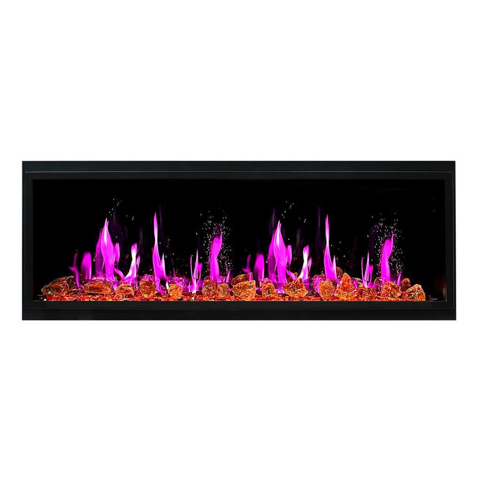Litedeer Latitude 55" Ultra Slim WiFi Enabled Built-In Electric Fireplace with Reflective Fire Glass