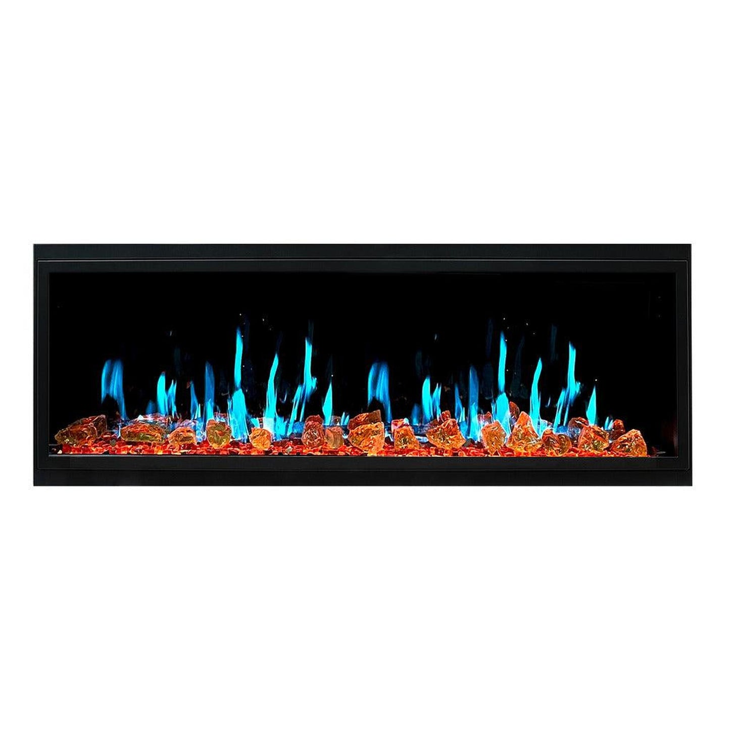 Litedeer Latitude 55" Ultra Slim WiFi Enabled Built-In Electric Fireplace with Reflective Fire Glass