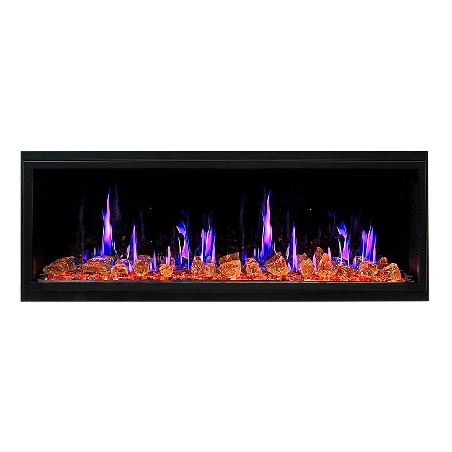 Litedeer Latitude 55" Ultra Slim WiFi Enabled Built-In Electric Fireplace with Reflective Fire Glass