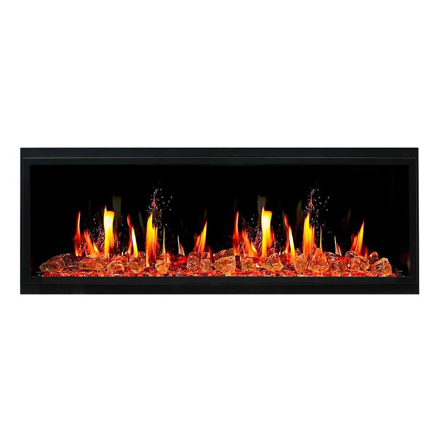 Litedeer Latitude 55" Ultra Slim WiFi Enabled Built-In Electric Fireplace with Reflective Fire Glass