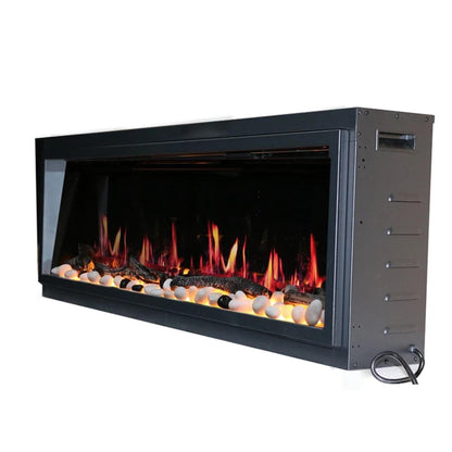 Litedeer Latitude 65" Smart Linear WiFi Enabled Built-In Electric Fireplace With Driftwood Log & River Rock