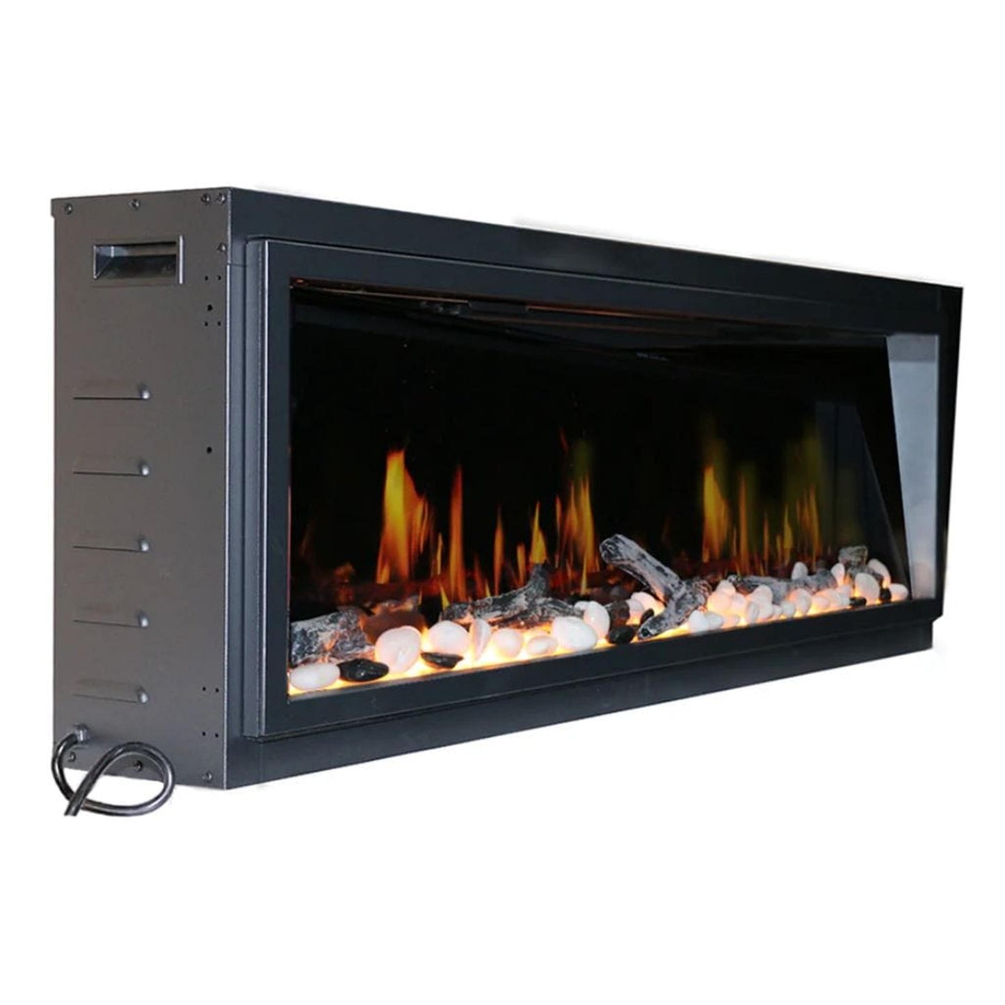 Litedeer Latitude 65" Smart Linear WiFi Enabled Built-In Electric Fireplace With Driftwood Log & River Rock