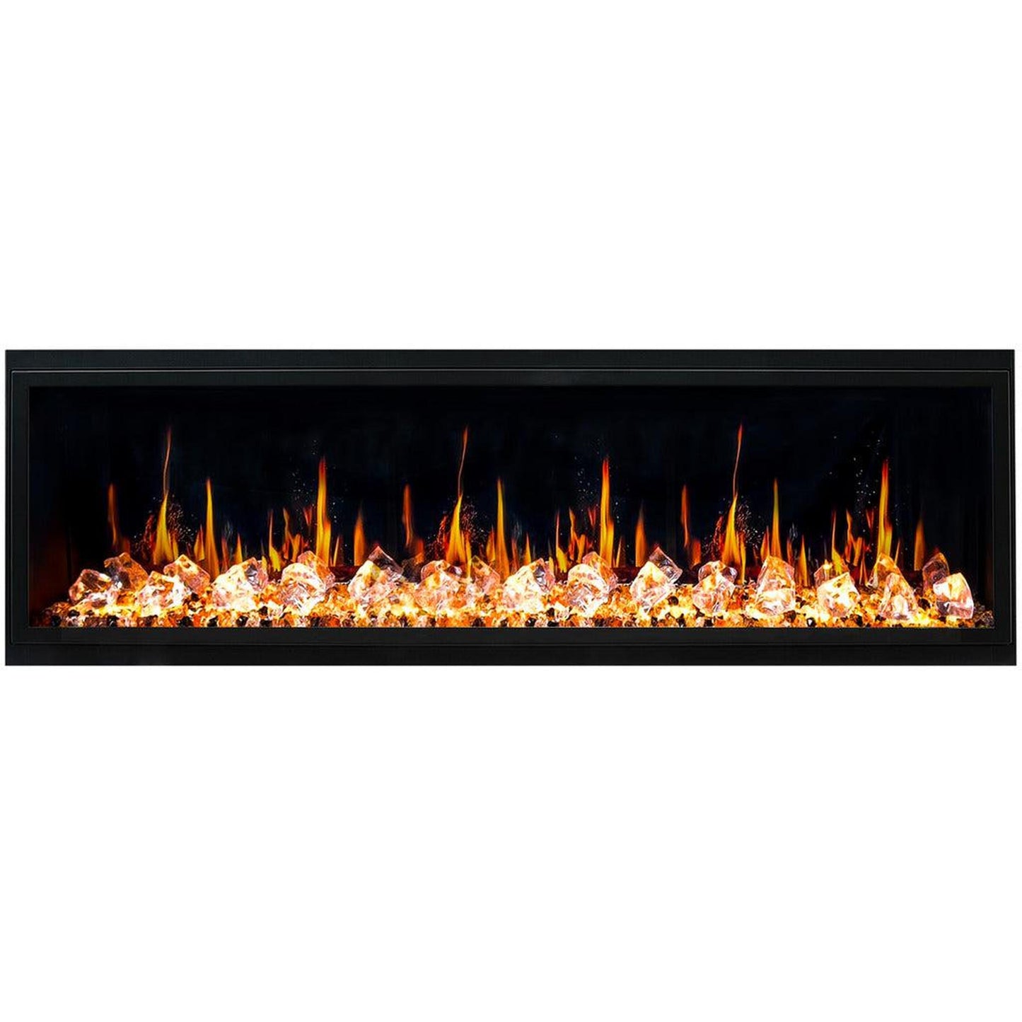 Litedeer Latitude 65" Ultra Slim WiFi Enabled Built-In Electric Fireplace with Acrylic Crushed Ice Rocks