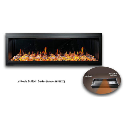 Litedeer Latitude 65" Ultra Slim WiFi Enabled Built-In Electric Fireplace with Acrylic Crushed Ice Rocks