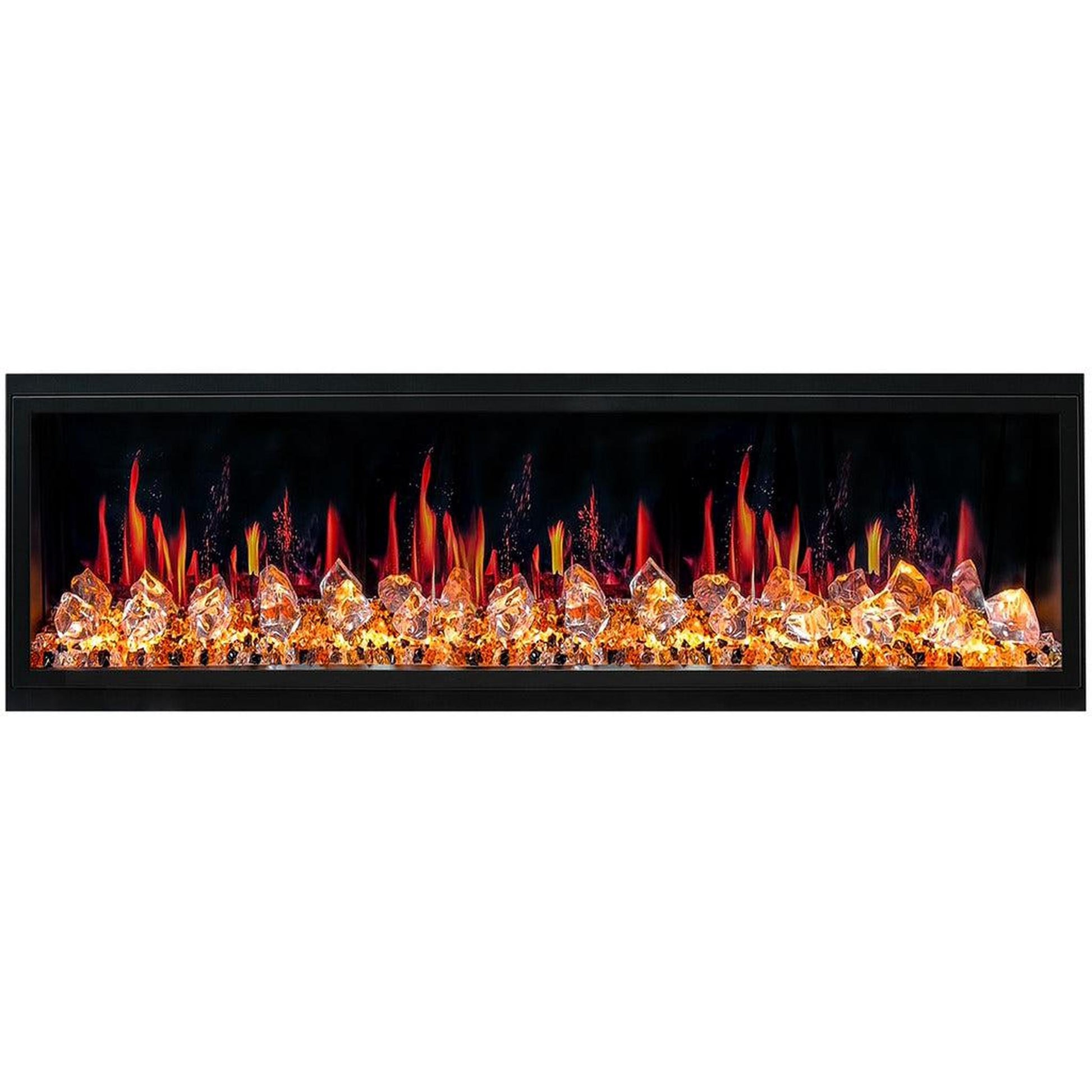 Litedeer Latitude 65" Ultra Slim WiFi Enabled Built-In Electric Fireplace with Acrylic Crushed Ice Rocks