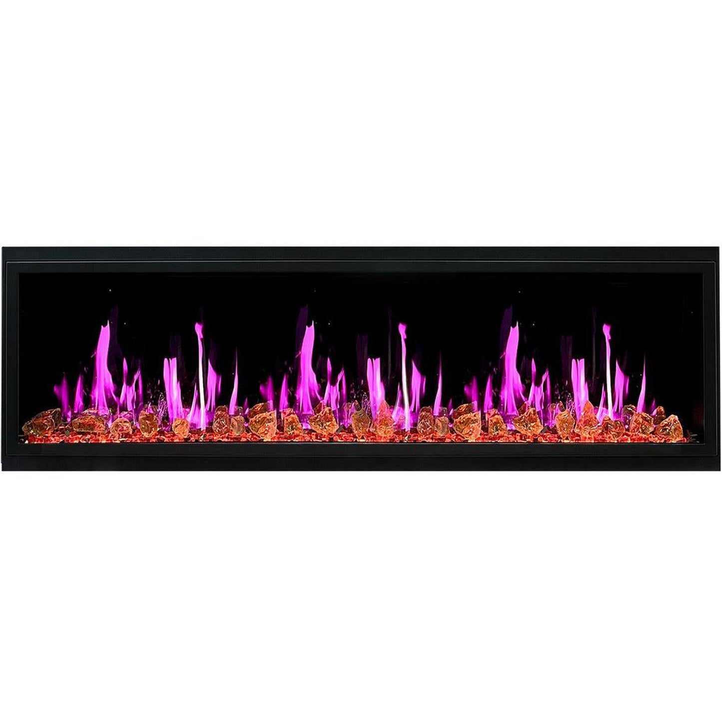 Litedeer Latitude 65" Ultra Slim WiFi Enabled Built-In Electric Fireplace with Reflective Fire Glass