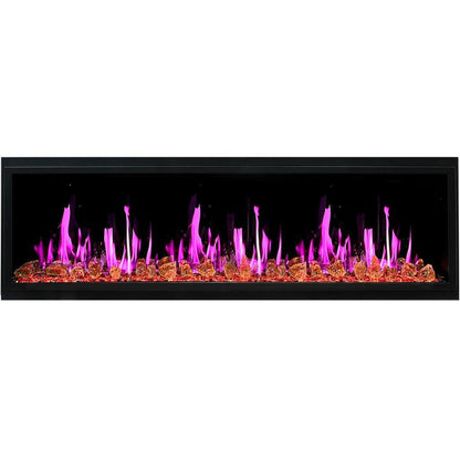 Litedeer Latitude 65" Ultra Slim WiFi Enabled Built-In Electric Fireplace with Reflective Fire Glass