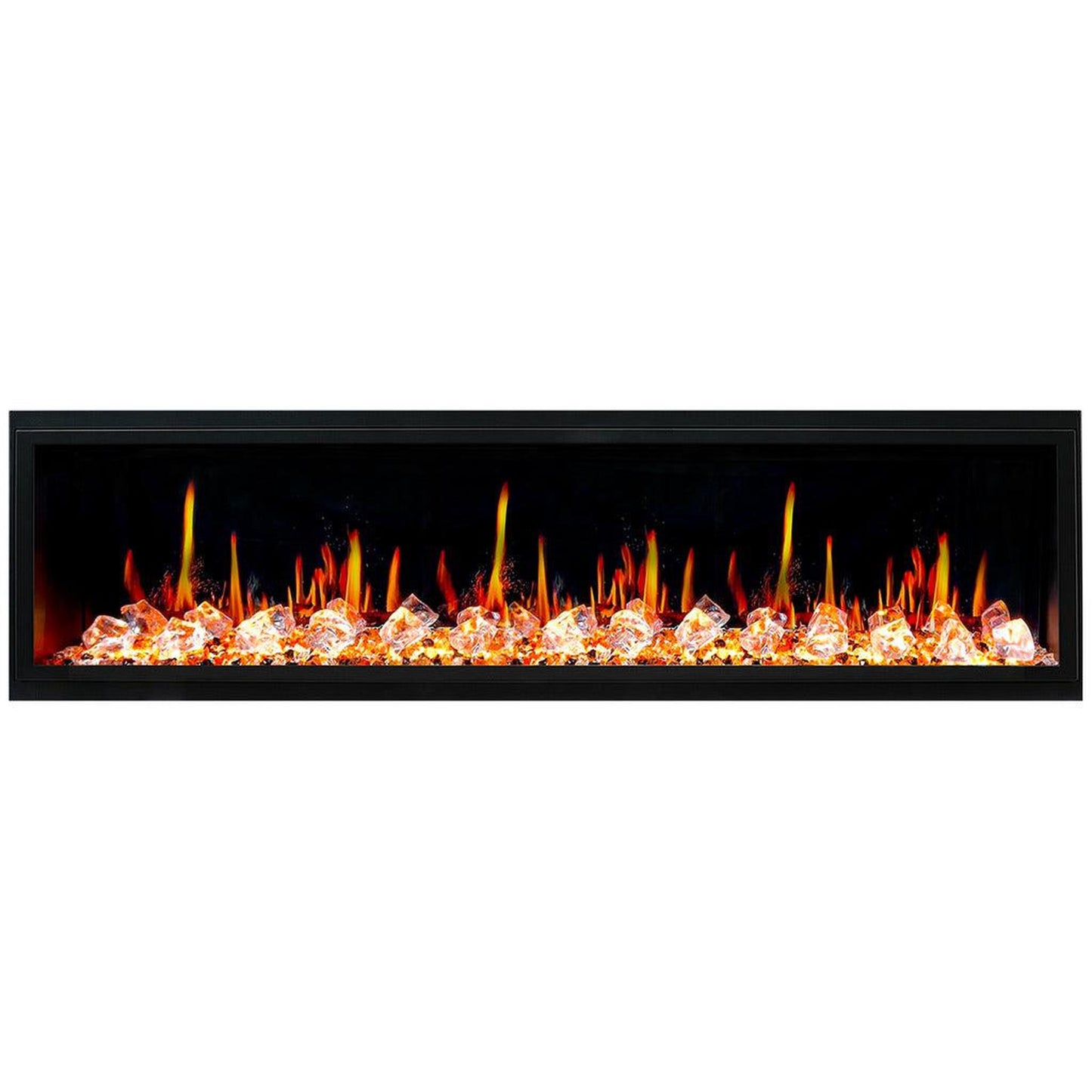 Litedeer Latitude 75" Ultra Slim WiFi Enabled Built-In Electric Fireplace with Acrylic Crushed Ice Rocks