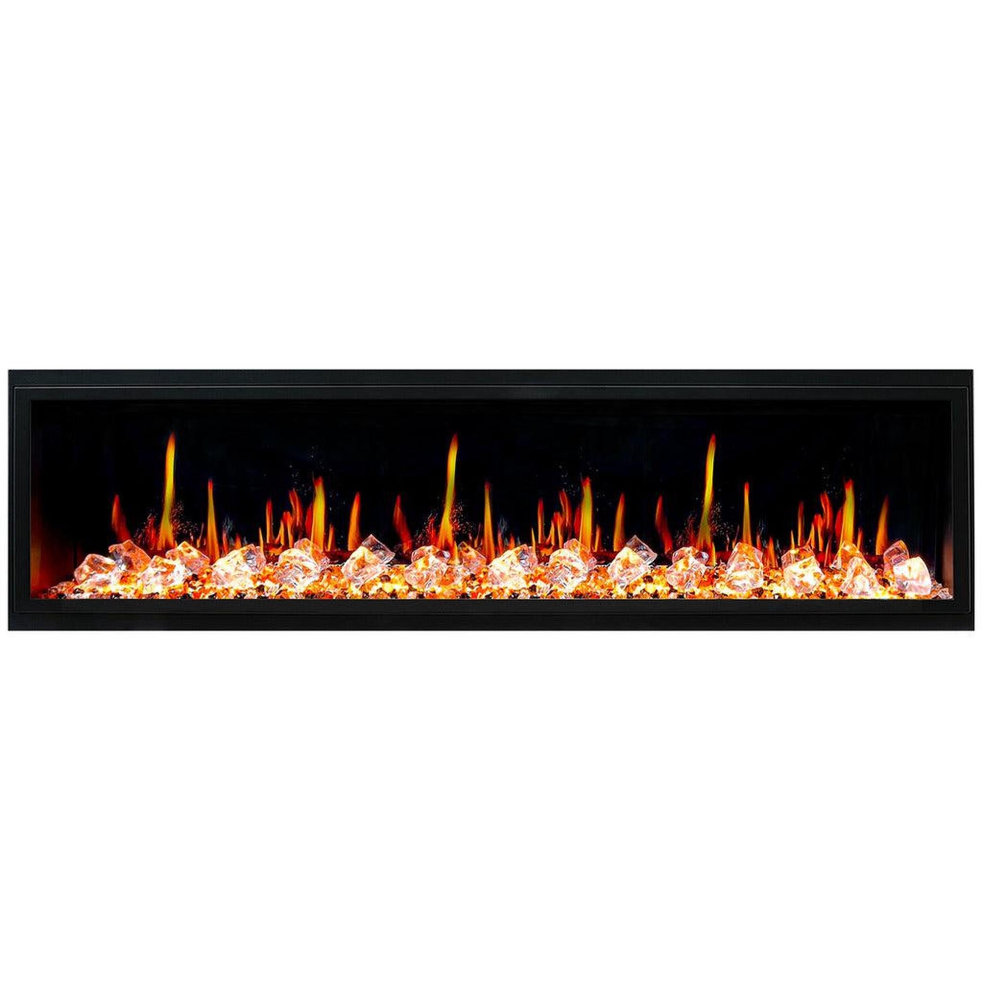 Litedeer Latitude 75" Ultra Slim WiFi Enabled Built-In Electric Fireplace with Acrylic Crushed Ice Rocks