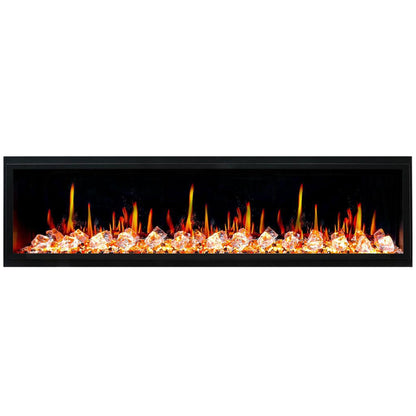 Litedeer Latitude 75" Ultra Slim WiFi Enabled Built-In Electric Fireplace with Acrylic Crushed Ice Rocks