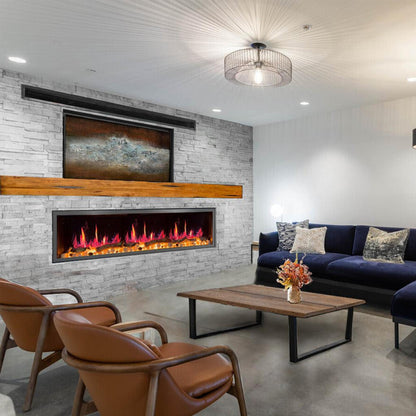 Litedeer Latitude 75" Ultra Slim WiFi Enabled Built-In Electric Fireplace with Acrylic Crushed Ice Rocks