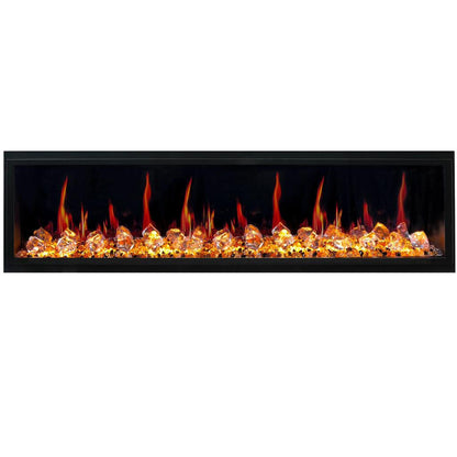 Litedeer Latitude 75" Ultra Slim WiFi Enabled Built-In Electric Fireplace with Acrylic Crushed Ice Rocks