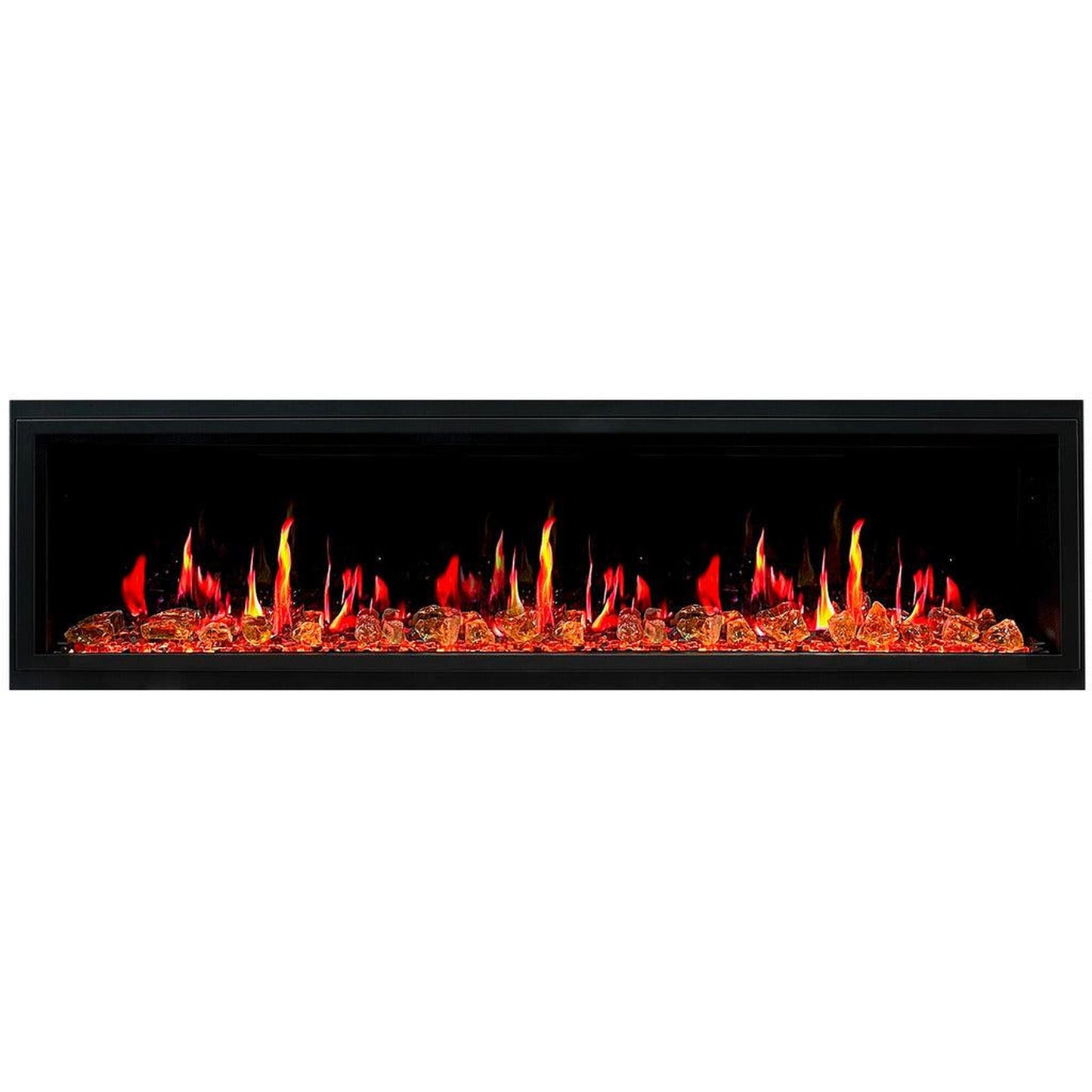 Litedeer Latitude 75" Ultra Slim WiFi Enabled Built-In Electric Fireplace with Reflective Fire Glass