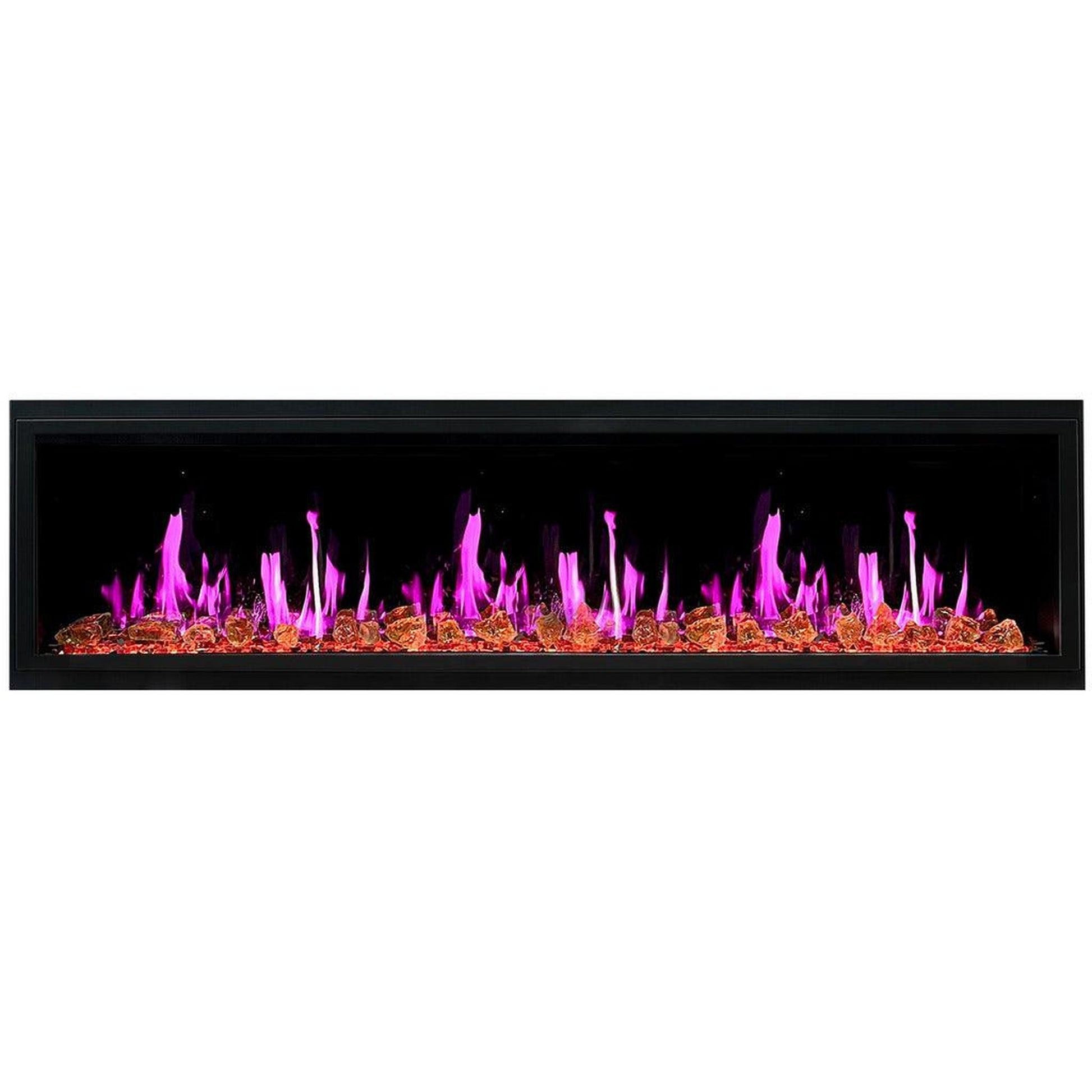 Litedeer Latitude 75" Ultra Slim WiFi Enabled Built-In Electric Fireplace with Reflective Fire Glass