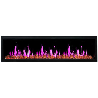 Litedeer Latitude 75" Ultra Slim WiFi Enabled Built-In Electric Fireplace with Reflective Fire Glass