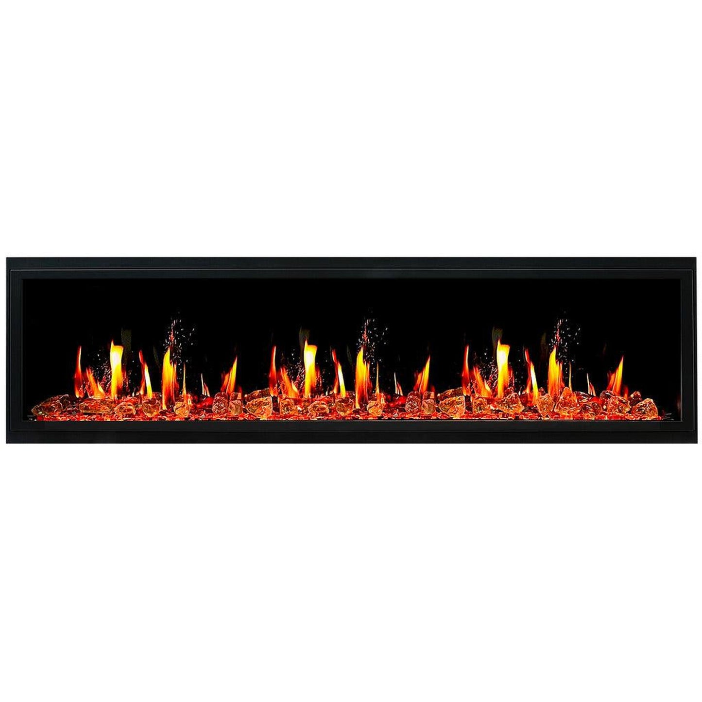 Litedeer Latitude 75" Ultra Slim WiFi Enabled Built-In Electric Fireplace with Reflective Fire Glass
