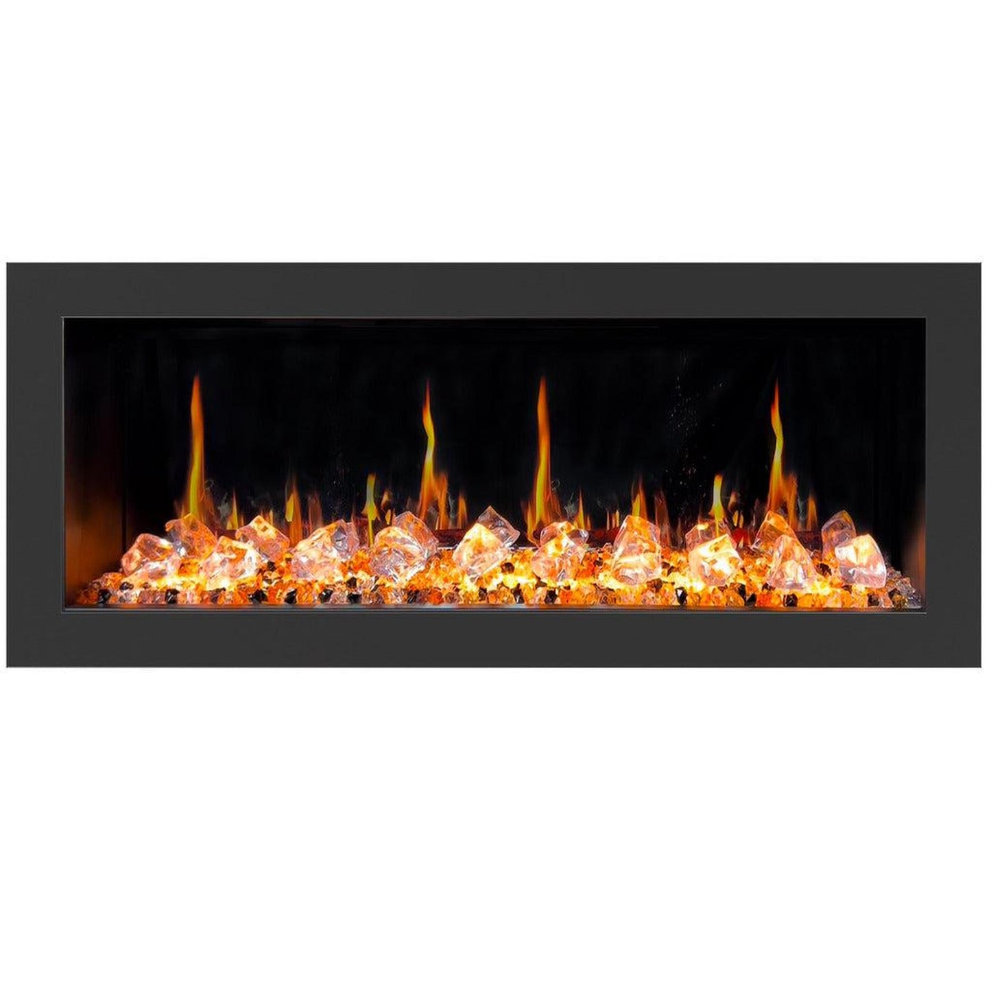 Litedeer Latitude II 48" Seamless Push-In Electric Fireplace with Acrylic Crushed Ice Rocks