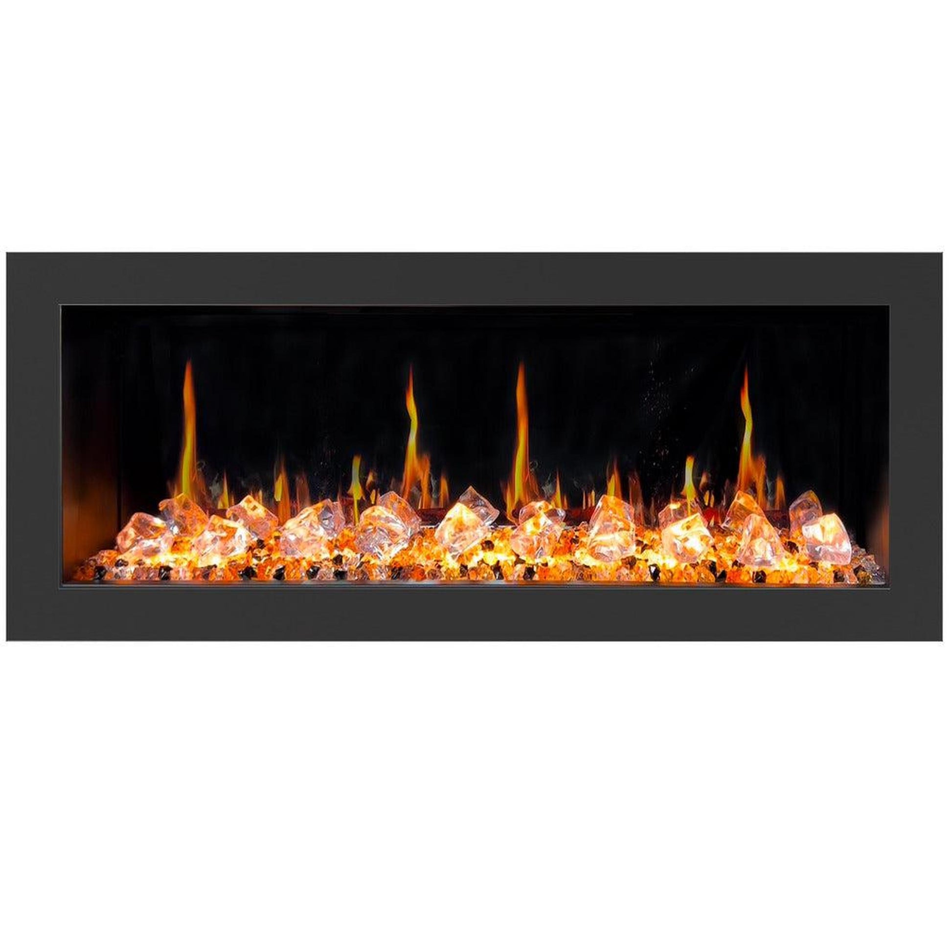 Litedeer Latitude II 48" Seamless Push-In Electric Fireplace with Acrylic Crushed Ice Rocks