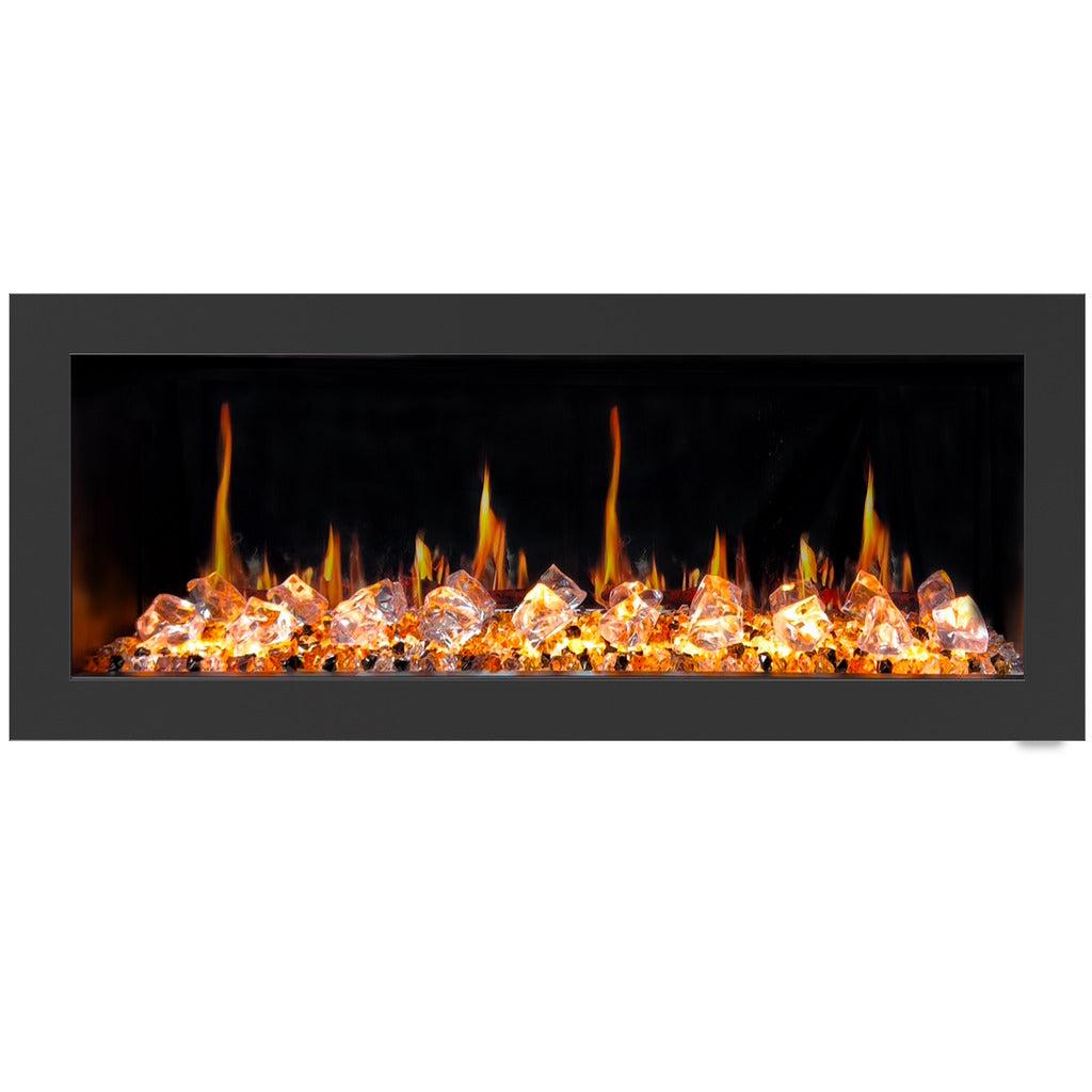 Litedeer Latitude II 48" Vent-Free Seamless Push-In Electric Fireplace with Acrylic Crushed Ice Rocks