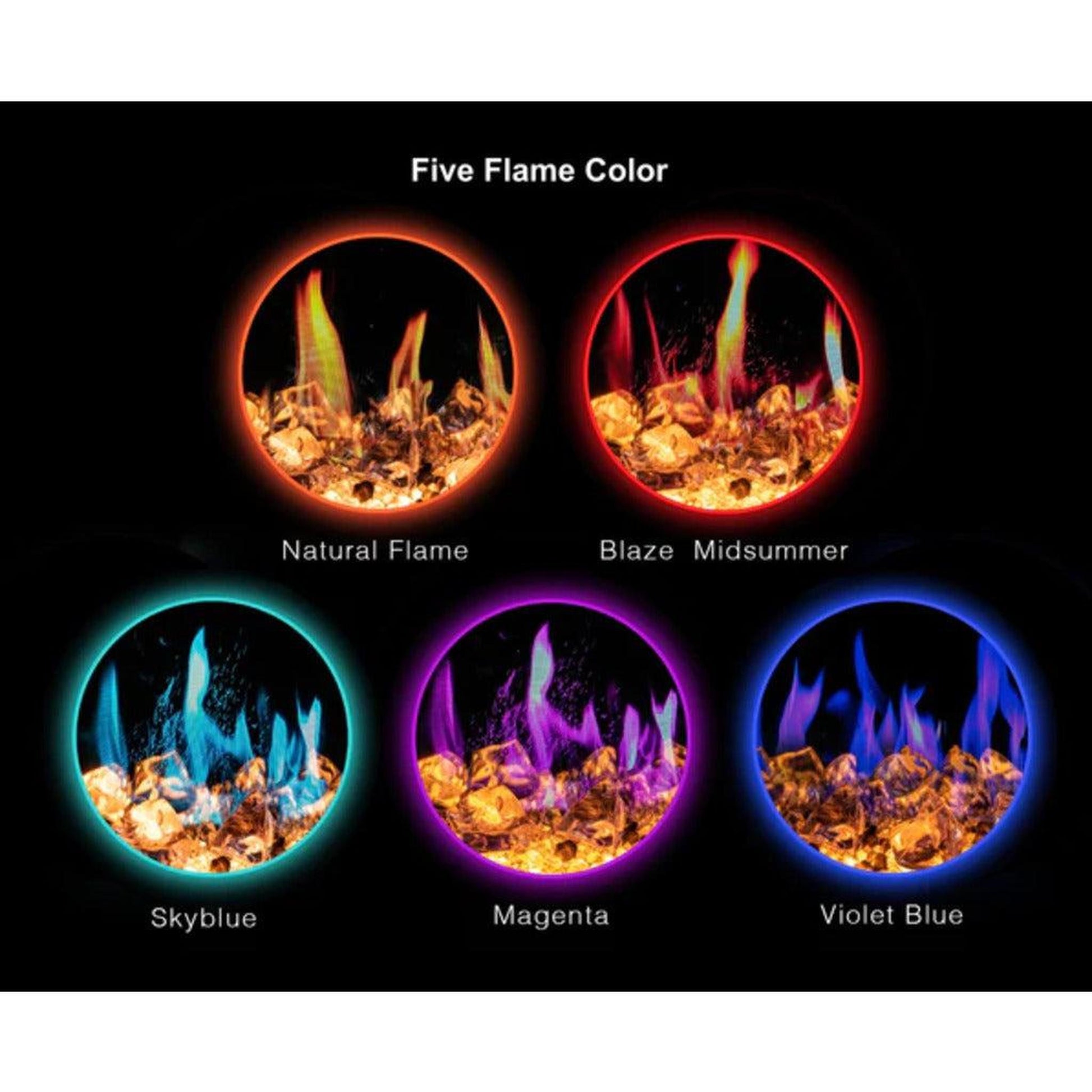 Litedeer Latitude II 58" Seamless Push-In Electric Fireplace with Acrylic Crushed Ice Rocks