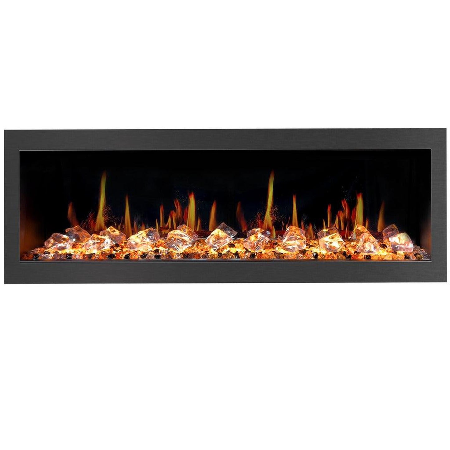 Litedeer Latitude II 58" Seamless Push-In Electric Fireplace with Acrylic Crushed Ice Rocks