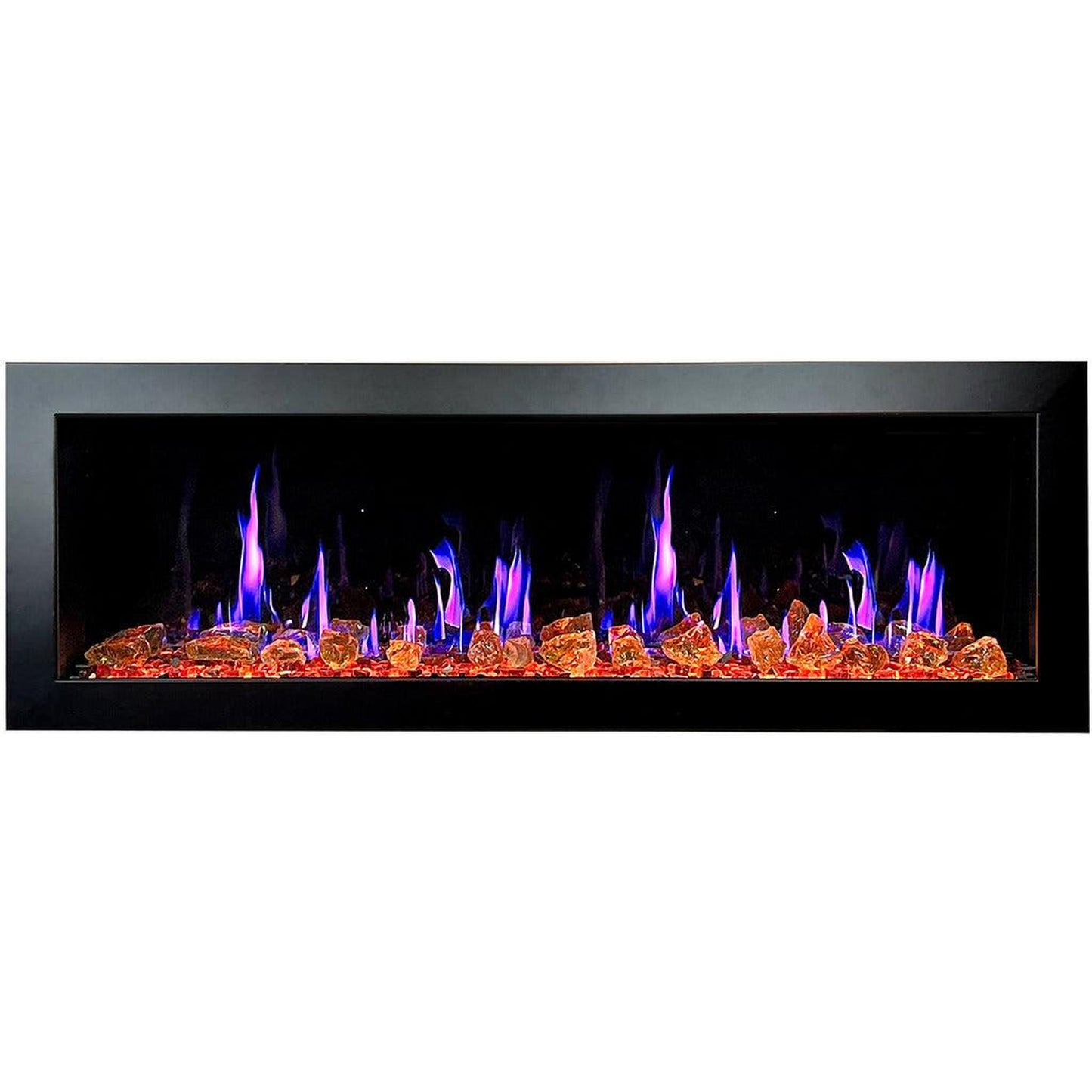 Litedeer Latitude II 58" Seamless Push-In Electric Fireplace with Reflective Fire Glass (Luster Copper)