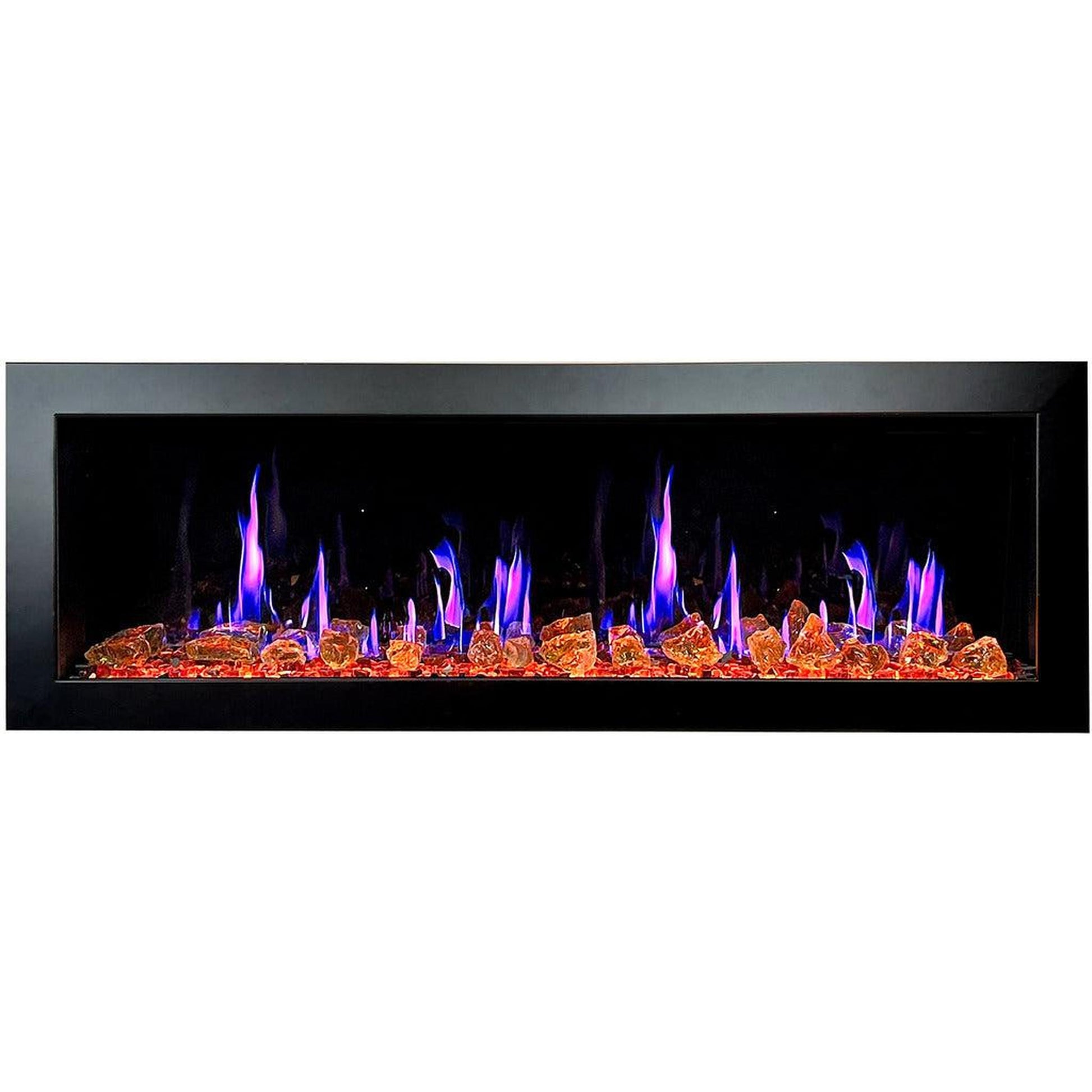 Litedeer Latitude II 58" Seamless Push-In Electric Fireplace with Reflective Fire Glass (Luster Copper)