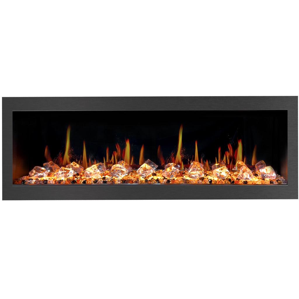 Litedeer Latitude II 58" Vent-Free Seamless Push-In Electric Fireplace with Acrylic Crushed Ice Rocks