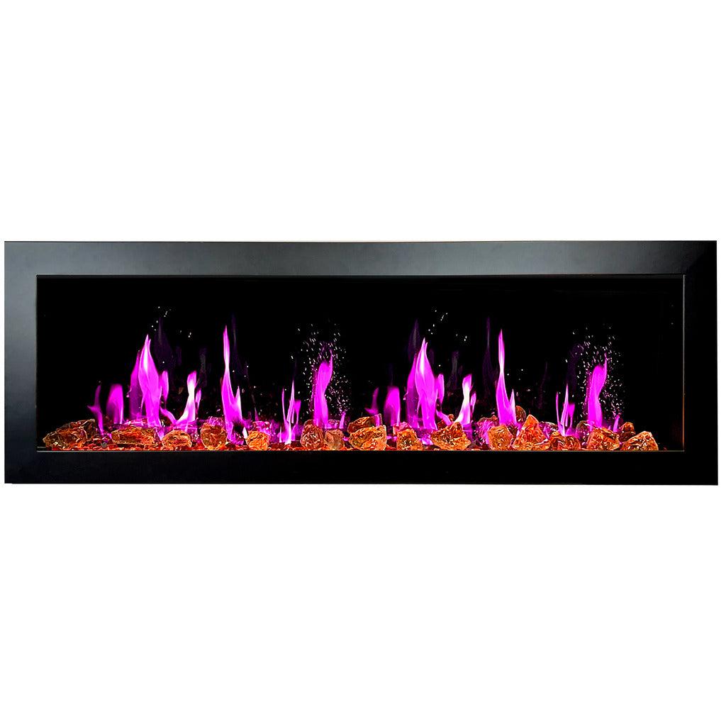 Litedeer Latitude II 58" Vent-Free Seamless Push-In Electric Fireplace with Reflective Fire Glass (Luster Copper)