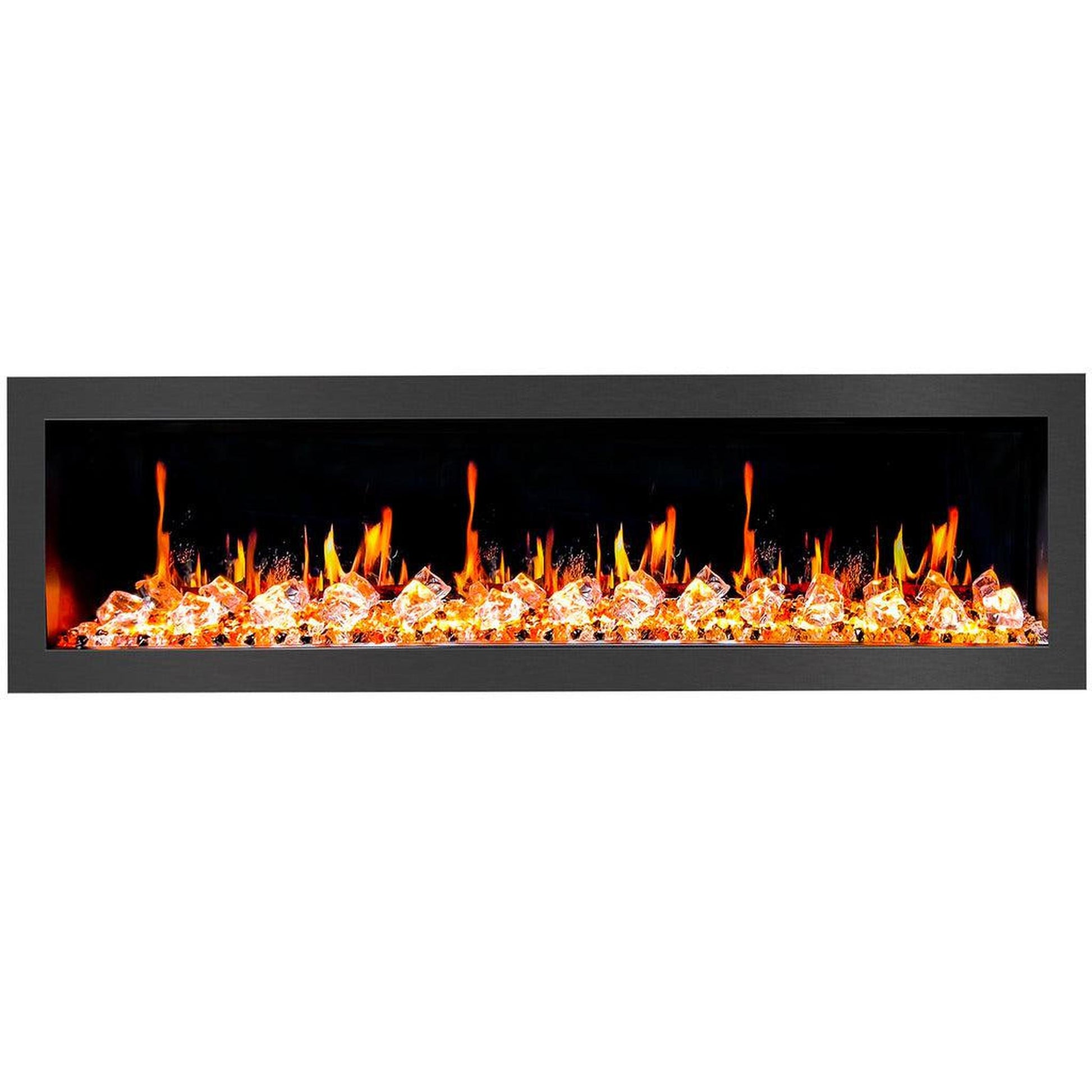 Litedeer Latitude II 68" Seamless Push-In Electric Fireplace with Acrylic Crushed Ice Rocks