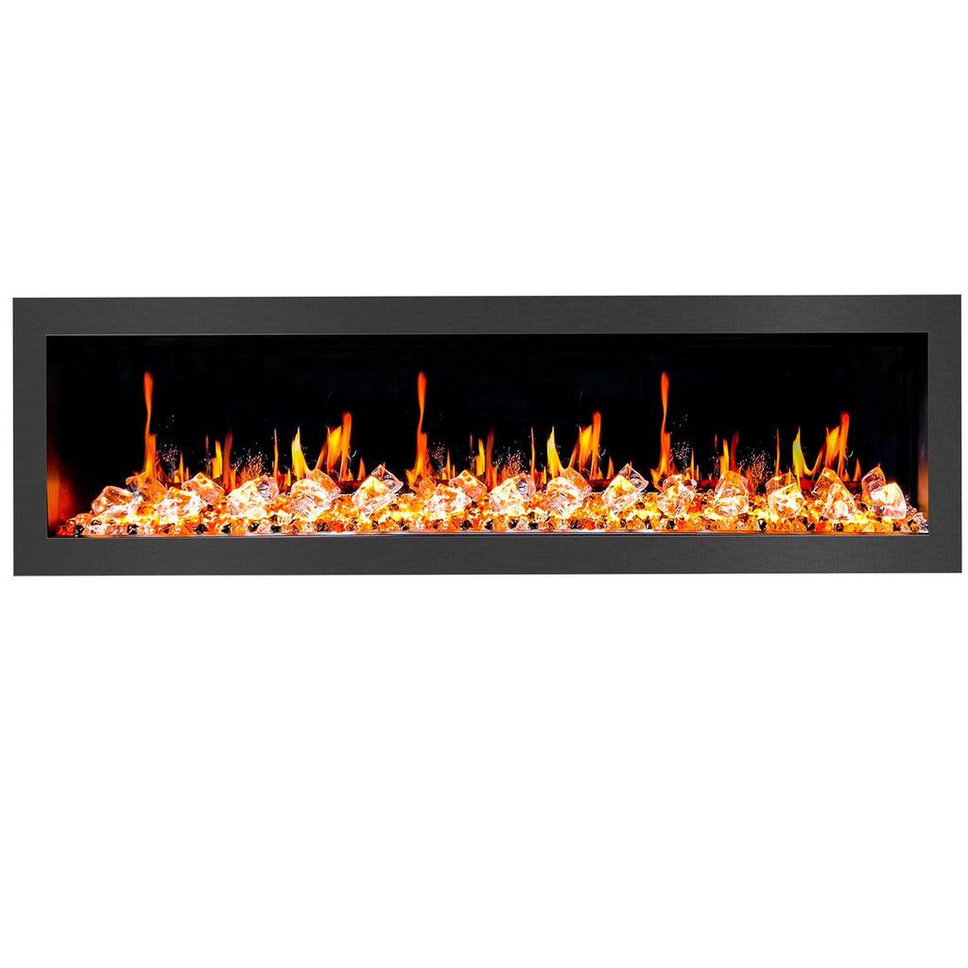 Litedeer Latitude II 68" Seamless Push-In Electric Fireplace with Acrylic Crushed Ice Rocks