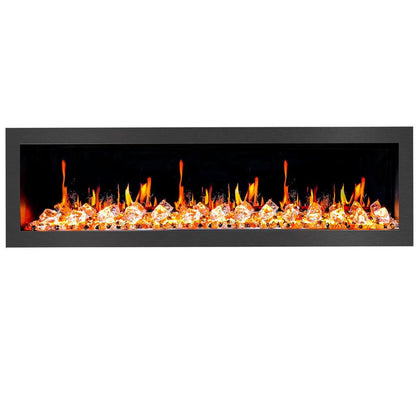 Litedeer Latitude II 68" Seamless Push-In Electric Fireplace with Acrylic Crushed Ice Rocks
