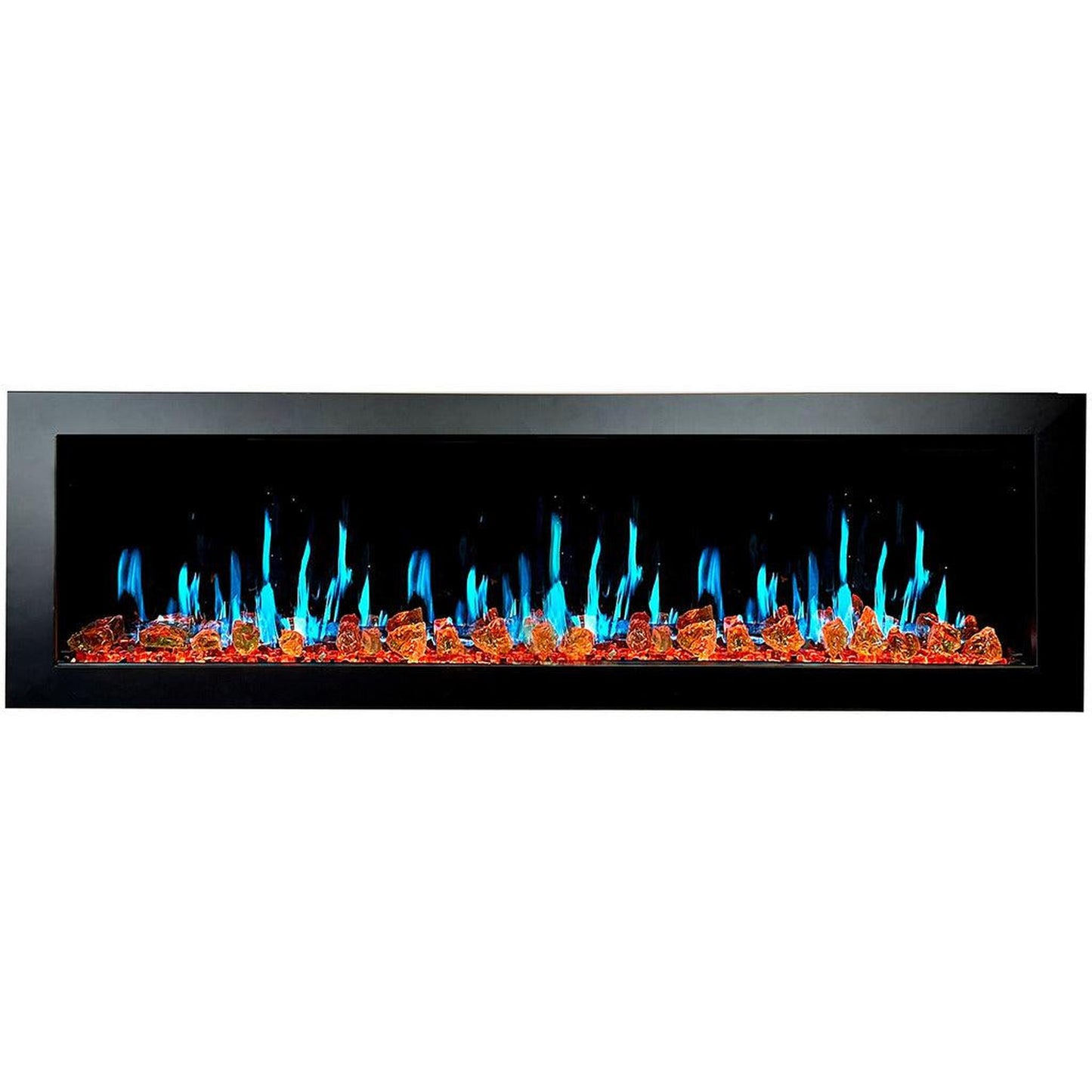 Litedeer Latitude II 68" Seamless Push-In Electric Fireplace with Reflective Fire Glass (Luster Copper)
