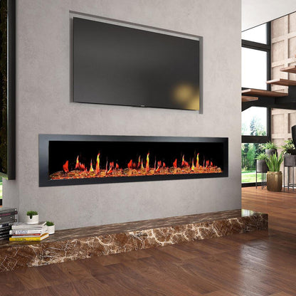 Litedeer Latitude II 68" Seamless Push-In Electric Fireplace with Reflective Fire Glass (Luster Copper)