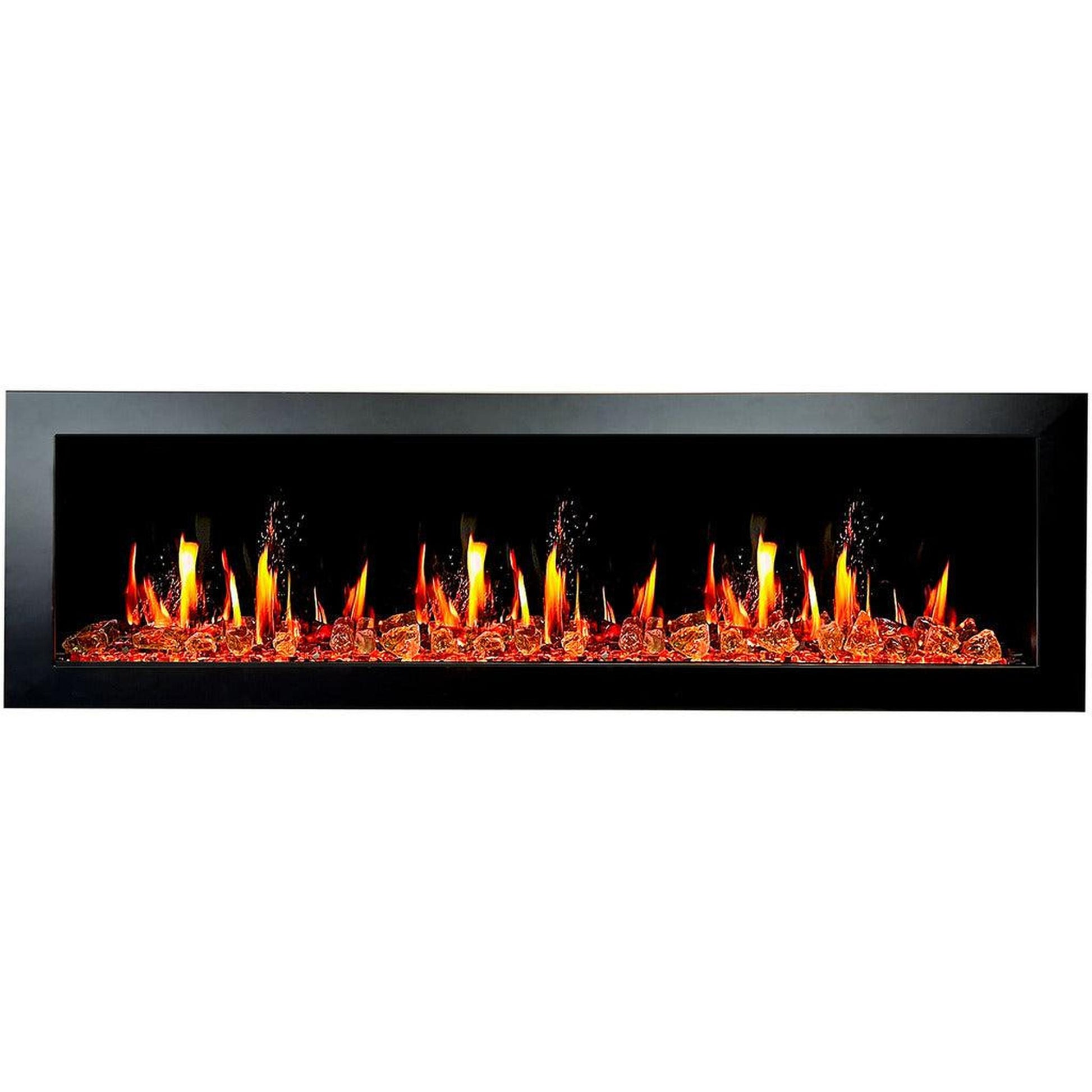 Litedeer Latitude II 68" Seamless Push-In Electric Fireplace with Reflective Fire Glass (Luster Copper)