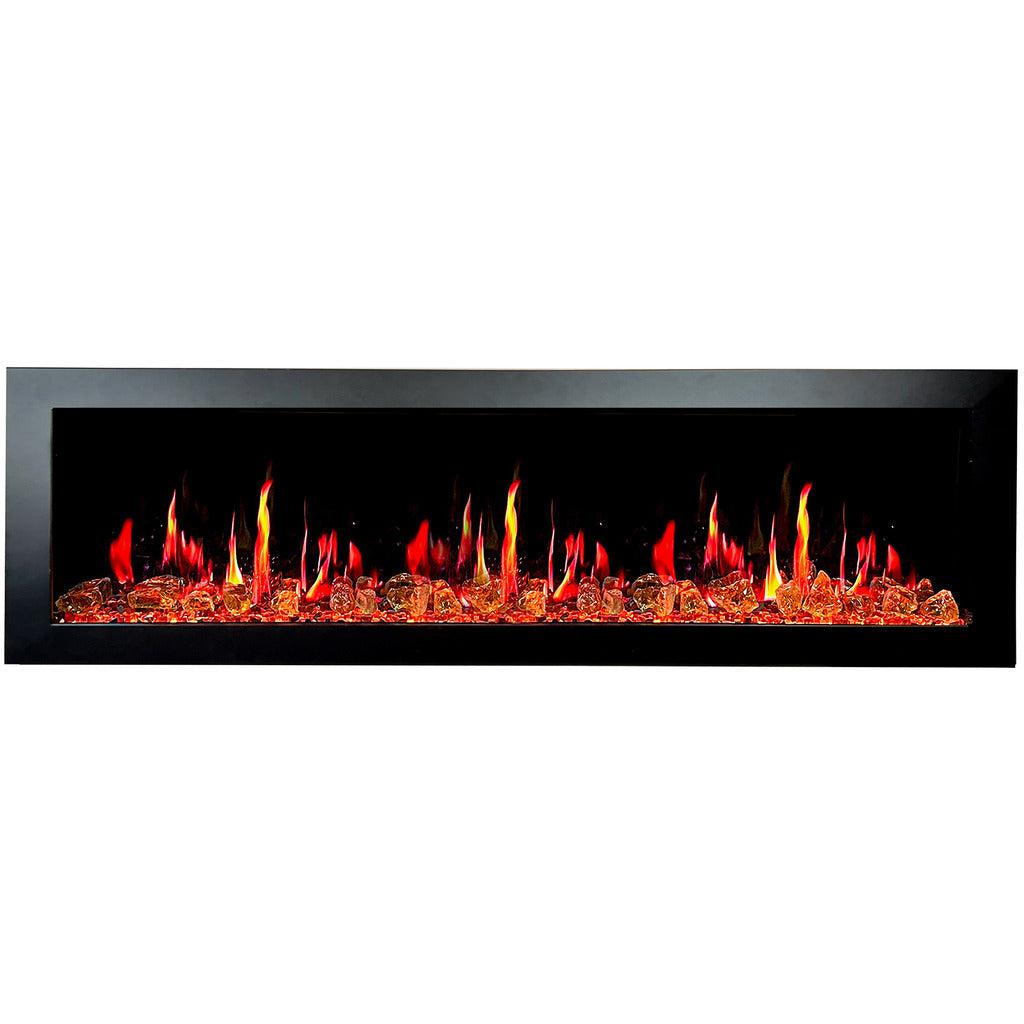 Litedeer Latitude II 68" Vent-Free Seamless Push-In Electric Fireplace with Reflective Fire Glass (Luster Copper)