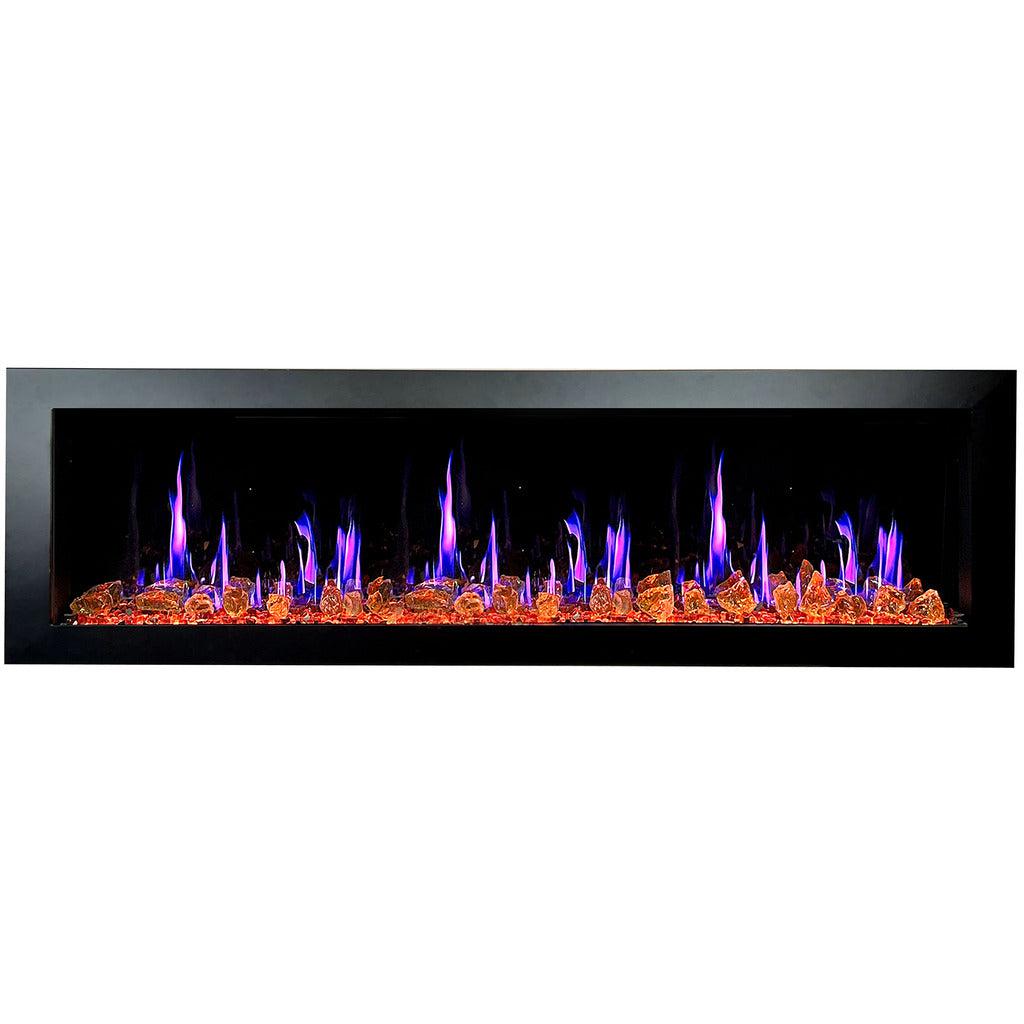 Litedeer Latitude II 68" Vent-Free Seamless Push-In Electric Fireplace with Reflective Fire Glass (Luster Copper)