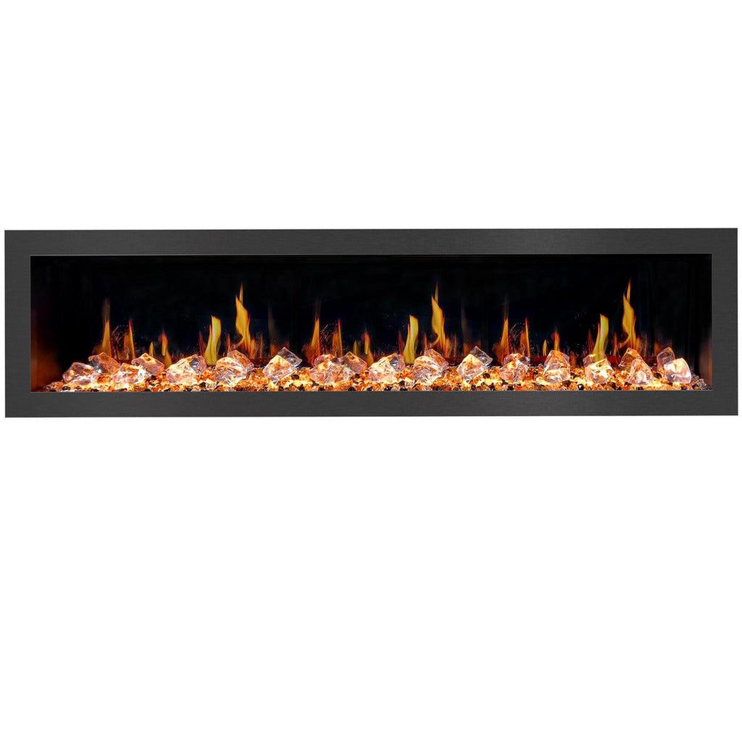 Litedeer Latitude II 78" Seamless Push-In Electric Fireplace with Acrylic Crushed Ice Rocks